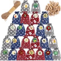 Sacos de presente de Natal TOTOTO Small Burlap, 24 unidades com 6 designs