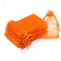 Sacos de presente de organza Bezall 100 unidades de laranja 15x20cm com fita