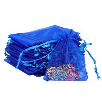 Sacos de presente de organza Boshen 100 unidades, 8 x 10 cm, azul royal