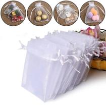 Sacos De Presente De Organza Brancos Com Cordão 25PCS Embalagem De Joias De Natal Sacolas Para