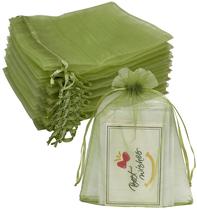 Sacos de presente de organza Jexila Olive Green 13x18cm 100 unidades