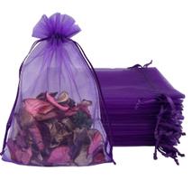 Sacos de presente de organza Jexila Purple 13x18cm com cordão 100 unidades Sacos de presente de organza Jexila Purple 13x18cm com cordão 100 unidades