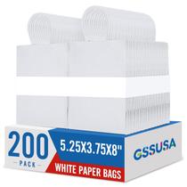 Sacos de presente de papel GSSUSA, 200 unidades, 13,3 x 9,5 x 20,3 cm, kraft branco Sacos de presente de papel GSSUSA, 200 unidades, 13,3 x 9,5 x 20,3 cm, kraft branco