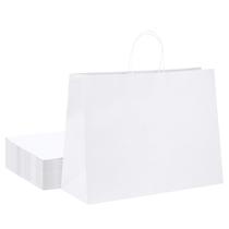 Sacos de presente de papel GSSUSA Large 25 unidades 16x6x12" brancos com alças Sacos de presente de papel GSSUSA Large 25 unidades 16x6x12" brancos com alças