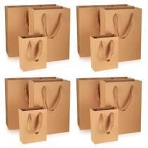 Sacos de presente de papel HexinYigjly Kraft com alças, 12 peças marrons
