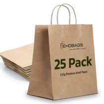 Sacos de presente de papel Kraft, pacote com 25, 25x18x30 cm, 115 GSM, 13,8 L