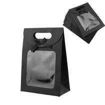 Sacos de presente de papel Kraft Semetall com janela 14x7x20cm 12 unidades Sacos de presente de papel Kraft Semetall com janela 14x7x20cm 12 unidades