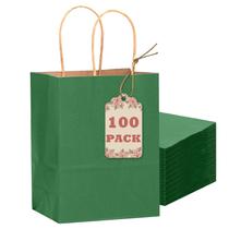 Sacos de presente de papel kraft verde escuro qiqee 100 unidades 21x16x8 cm Sacos de presente de papel kraft verde escuro qiqee 100 unidades 21x16x8 cm