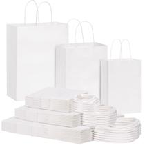 Sacos de presente de papel OUTXED Kraft White com alças 120 unidades Sacos de presente de papel OUTXED Kraft White com alças 120 unidades