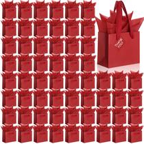 Sacos de presente de papel vermelho escuro Qilery de 50 unidades com etiquetas 12x10x6cm