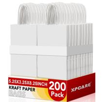 Sacos de presente de papel XPCARE 200 unidades Kraft brancos com alças 13x8x21cm