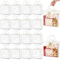 Sacos de presente de plástico transparente Ohuimrt com alças, 20 unidades de 25x25x9cm