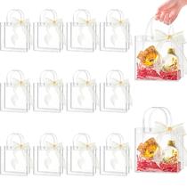 Sacos de presente de plástico transparente Ohuimrt com alças 50 unidades 17,5 x 17,5 x 9 cm