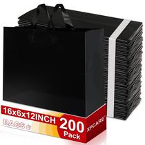 Sacos de presente de plástico XPCARE, pacote com 200, 16x15x30cm com alças pretas