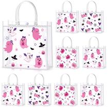 Sacos de presente de PVC transparente de Halloween rosa, 24 peças, 20x20x8 cm Sacos de presente de PVC transparente de Halloween rosa, 24 peças, 20x20x8 cm
