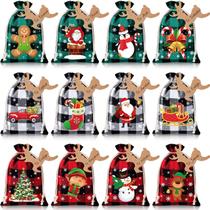 Sacos de presente de serapilheira de Natal Shappy, 24 unidades, 18 x 13 cm, cordão Sacos de presente de serapilheira de Natal Shappy, 24 unidades, 18 x 13 cm, cordão