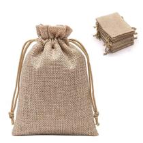 Sacos de presente de serapilheira KUPOO, 50 unidades, bolsas com cordão de 10 x 14 cm
