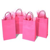 Sacos de presente DjinnGlory Hot Pink Paper com alças, pacote com 24