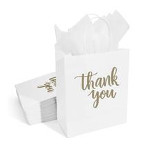 Sacos de presente DjinnGlory Medium White Kraft com papel de seda x50