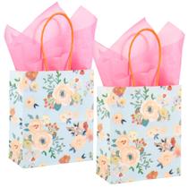 Sacos de presente DjinnGlory Mini Floral Paper Green com lenço de papel, pacote com 24 Sacos de presente DjinnGlory Mini Floral Paper Green com lenço de papel, pacote com 24
