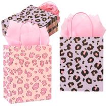 Sacos de presente DjinnGlory, rosa médio, leopardo, estampa de chita, x36 Sacos de presente DjinnGlory, rosa médio, leopardo, estampa de chita, x36