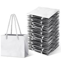 Sacos de presente Fainne Silver Mini 24 unidades com alça de papel de 10x12x6cm Sacos de presente Fainne Silver Mini 24 unidades com alça de papel de 10x12x6cm