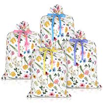 Sacos de presente florais TaoBary Jumbo de 91 x 122 cm com fitas, pacote com 4 Sacos de presente florais TaoBary Jumbo de 91 x 122 cm com fitas, pacote com 4