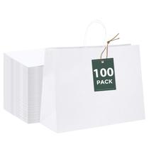 Sacos de presente GSSUSA White Kraft Paper 100 unidades 40x15x30cm com alças Sacos de presente GSSUSA White Kraft Paper 100 unidades 40x15x30cm com alças