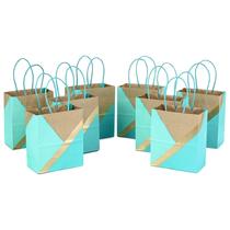 Sacos de presente Hallmark 15x17x7 cm, pacote com 8 Kraft turquesa