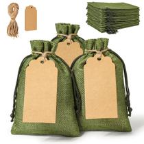 Sacos de presente Hopttreely 25 peças de serapilheira verde 13 x 18 cm com etiquetas Sacos de presente Hopttreely 25 peças de serapilheira verde 13 x 18 cm com etiquetas