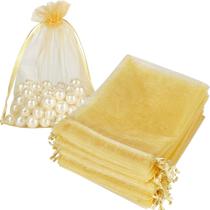 Sacos de presente HRX Package Gold Organza 100 unidades 13x18 cm