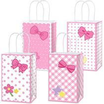 Sacos de presente Justforjoyful Pink Cat com alças, 12 unidades para festa Sacos de presente Justforjoyful Pink Cat com alças, 12 unidades para festa
