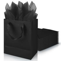 Sacos de presente KEEPARTY, papel preto, tamanho médio, com alças x10