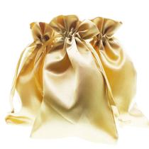 Sacos de presente Knitial, 15 x 23 cm, cetim dourado, cordão, pacote com 50