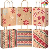 Sacos de presente Kraft de Natal JOYIN 24 unidades 9x7,3x3,3 cm azuis Sacos de presente Kraft de Natal JOYIN 24 unidades 9x7,3x3,3 cm azuis