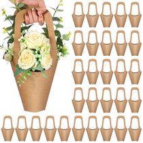 Sacos de presente Kraft Paper Flowers Gilprop, 30 pacotes de 35 cm com alça Sacos de presente Kraft Paper Flowers Gilprop, 30 pacotes de 35 cm com alça
