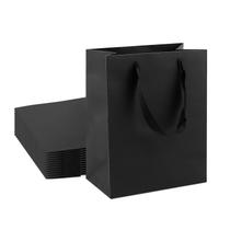 Sacos de presente Kraft QIELSER, tamanho pequeno, 16x8x22cm, pretos, 24 unidades Sacos de presente Kraft QIELSER, tamanho pequeno, 16x8x22cm, pretos, 24 unidades