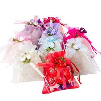 Sacos de presente, laço floral de organza, cordão transparente, 7 x 9 cm, 10 unidades Sacos de presente, laço floral de organza, cordão transparente, 7 x 9 cm, 10 unidades