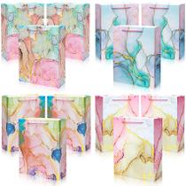 Sacos de presente Lancool, pacote com 12 unidades, tamanho médio, com 4 designs variados Sacos de presente Lancool, pacote com 12 unidades, tamanho médio, com 4 designs variados