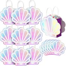 Sacos de presente Locmeo Holographic Sea Shell Mermaid Party x12