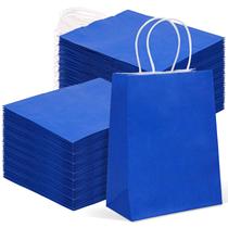 Sacos de presente Moretoes Kraft Paper Blue com alças 120 unidades