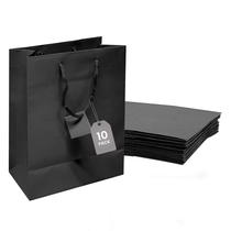 Sacos de presente Novel Box Black Paper, pacote com 10, 20x10x25cm com alça