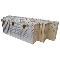 Sacos de presente Ocasionall Gold com estampa variada de 10 x 13 cm, pacote com 12