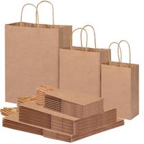 Sacos de presente OUTXED Kraft Paper Brown com alças 75 unidades