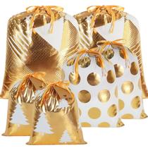 Sacos de presente, pacote HRX, algodão, cordão reutilizável, 6 peças, 51 x 41 cm Sacos de presente, pacote HRX, algodão, cordão reutilizável, 6 peças, 51 x 41 cm