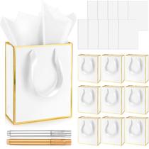 Sacos de presente, papel metálico Yeaqee com alças, lenço de papel 9x7x8cm, pacote com 10