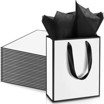 Sacos de presente, papel metálico Yeaqee, pacote com 24 unidades, 23x18x8cm com lenço Sacos de presente, papel metálico Yeaqee, pacote com 24 unidades, 23x18x8cm com lenço