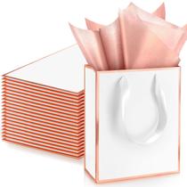 Sacos de presente, papel metálico Yeaqee, pacote com 24 unidades, 23x18x8cm com lenço Sacos de presente, papel metálico Yeaqee, pacote com 24 unidades, 23x18x8cm com lenço