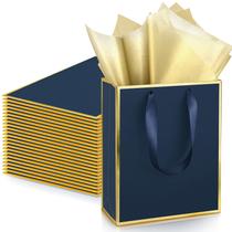 Sacos de presente, papel metálico Yeaqee, pacote com 24 unidades, 23x18x8cm com lenço Sacos de presente, papel metálico Yeaqee, pacote com 24 unidades, 23x18x8cm com lenço