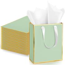 Sacos de presente, papel metálico Yeaqee, pacote com 24 unidades, 23x18x8cm com lenço Sacos de presente, papel metálico Yeaqee, pacote com 24 unidades, 23x18x8cm com lenço